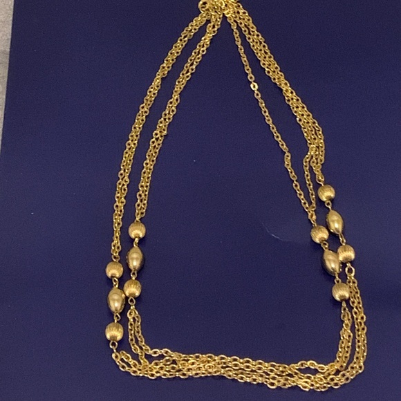 Vintage 48”L Long Double Necklace 60’sGoldTone Bold Link Art Deco Texture Chain - Picture 7 of 13